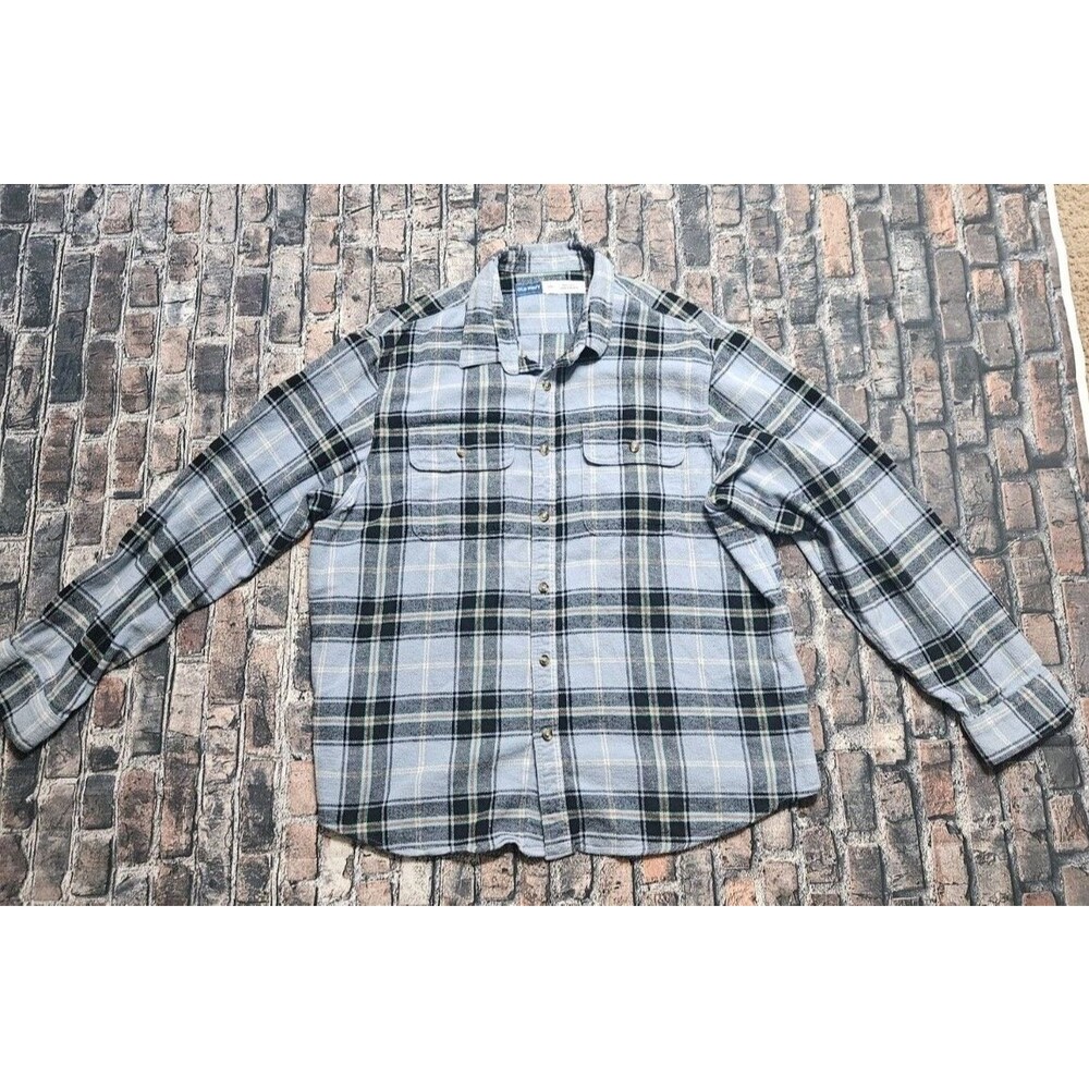 Old Navy Regular Fit Flannel Shirt Size XXL Blue Plaid Double Brushed